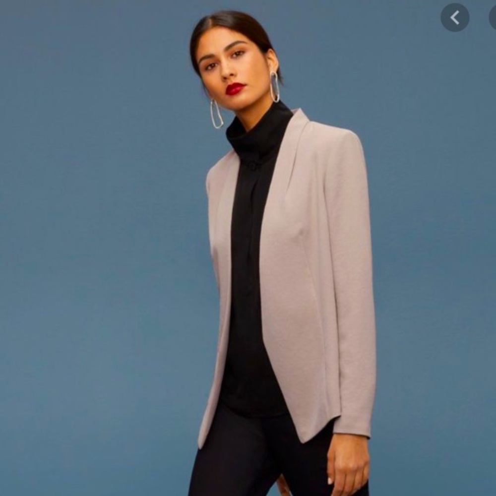 ARITZIA BABATON Keith Blazer Black Open Front Minimalist, Size 2